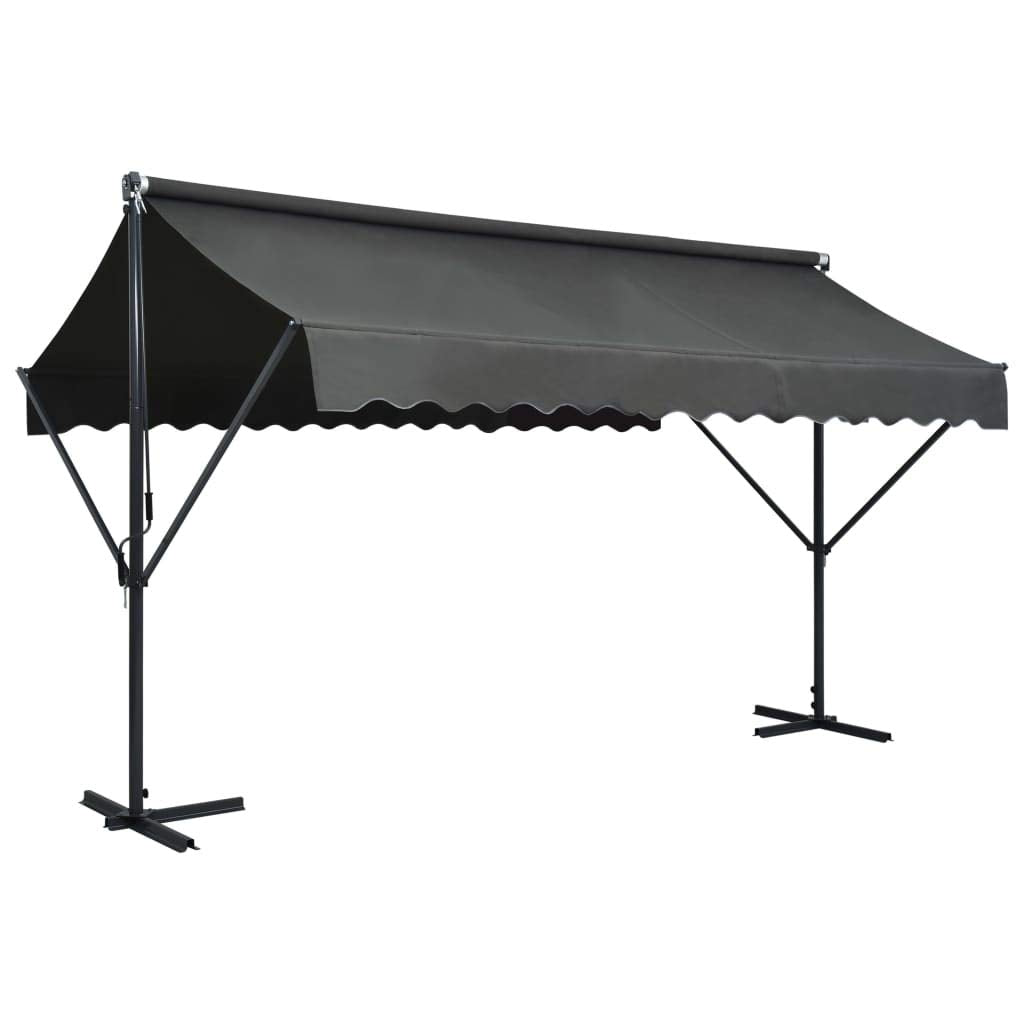 vidaXL Free Standing Awning Blue and White 118.1x118.1inch Fabric and Steel