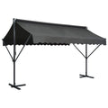 vidaXL Free Standing Awning Blue and White 236.2x118.1inch Fabric and Steel