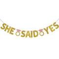 Sparkling 'She Said Yes' Wedding Letter Banner - 6' Letters With 12' Ribbon | Stunning Gold & Pink Glittered Paper | Perfect