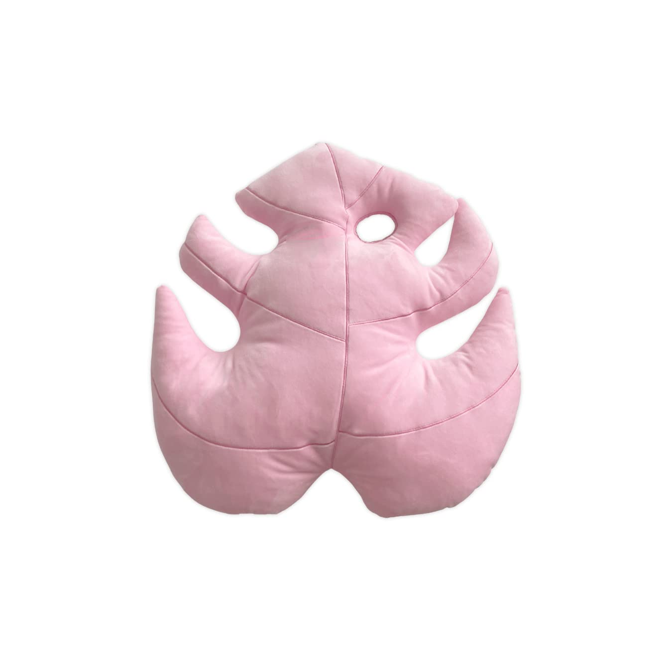 Green Philosophy Co. Plush Monstera Deliciosa Paradise Pink Leaf Shaped Throw Pillow For Couch Sofa Living Room Home Decor Gift