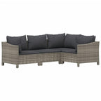 vidaXL 5-Piece Outdoor Patio Lounge Set with Cushions in Gray, Weather-Resistant Poly Rattan Material, Modular Design, Comfortable Padded Seats & Back