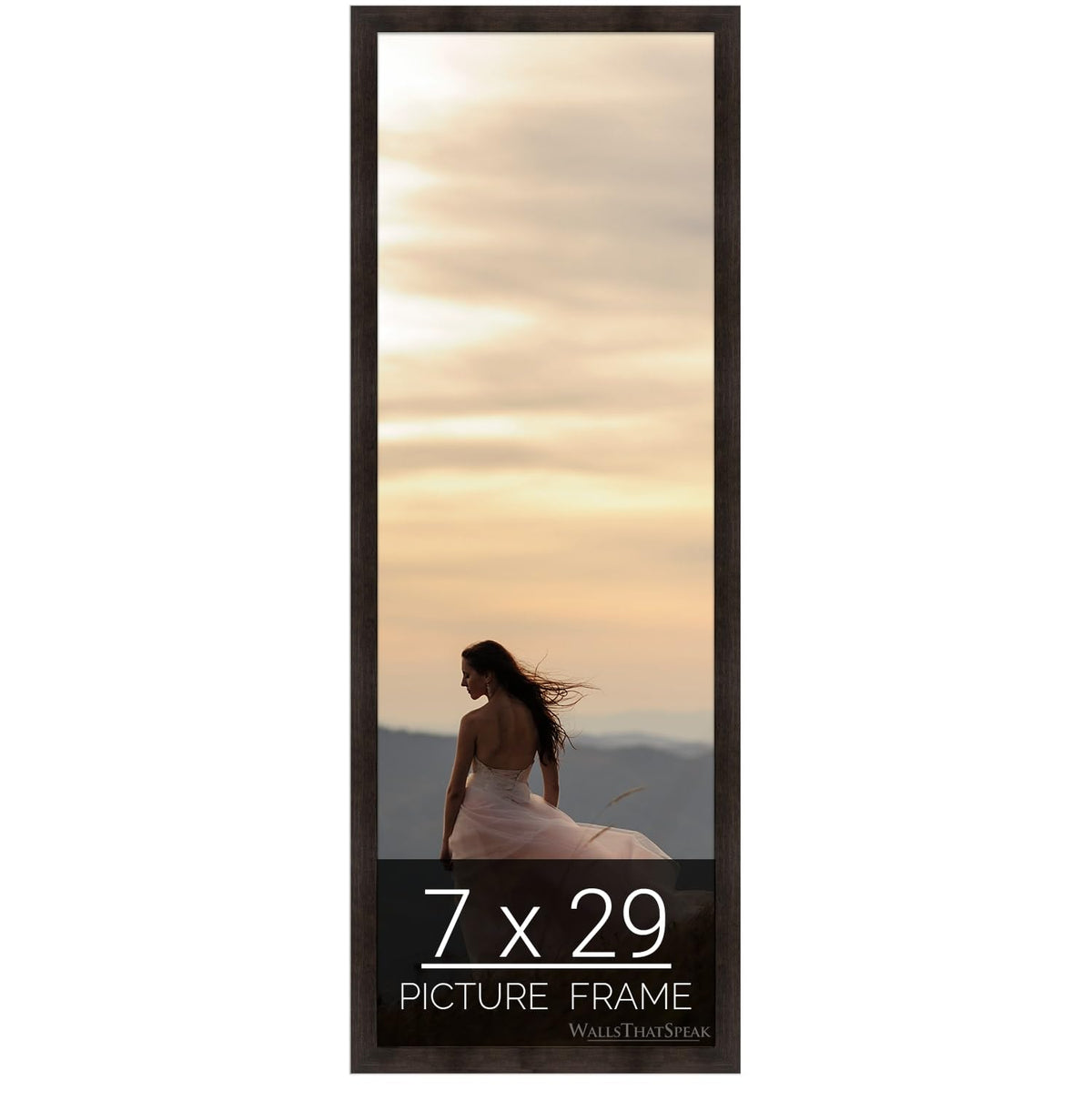 wallsthatspeak 7x29 Espresso Brown Picture Frame for Puzzles Posters Photos or Artwork