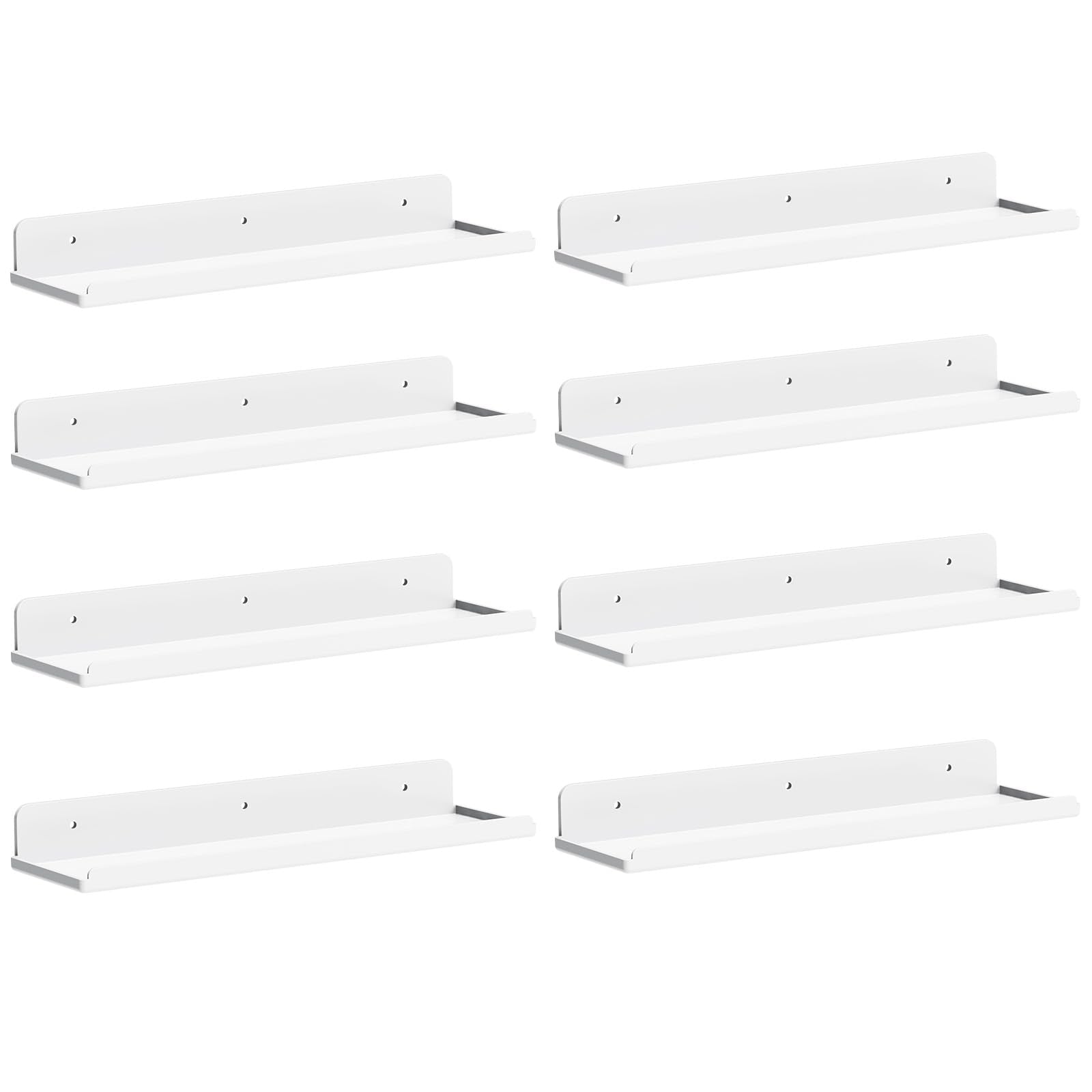 Lifewit Floating Shelves For Wall, 8 Pack White Acrylic Shelf 15' Room Decor For Bookcase/Vinyl Record Display/Photo/Picture In Bedroom, Living Room, Bathroom, Kitchen Storage And Organization