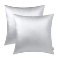 Brawarm Faux Leather Throw Pillow Covers 22 X 22 Inches - Silver Leather Pilow Covers Pack Of 2, Solid Dyed Leather Pillowcases
