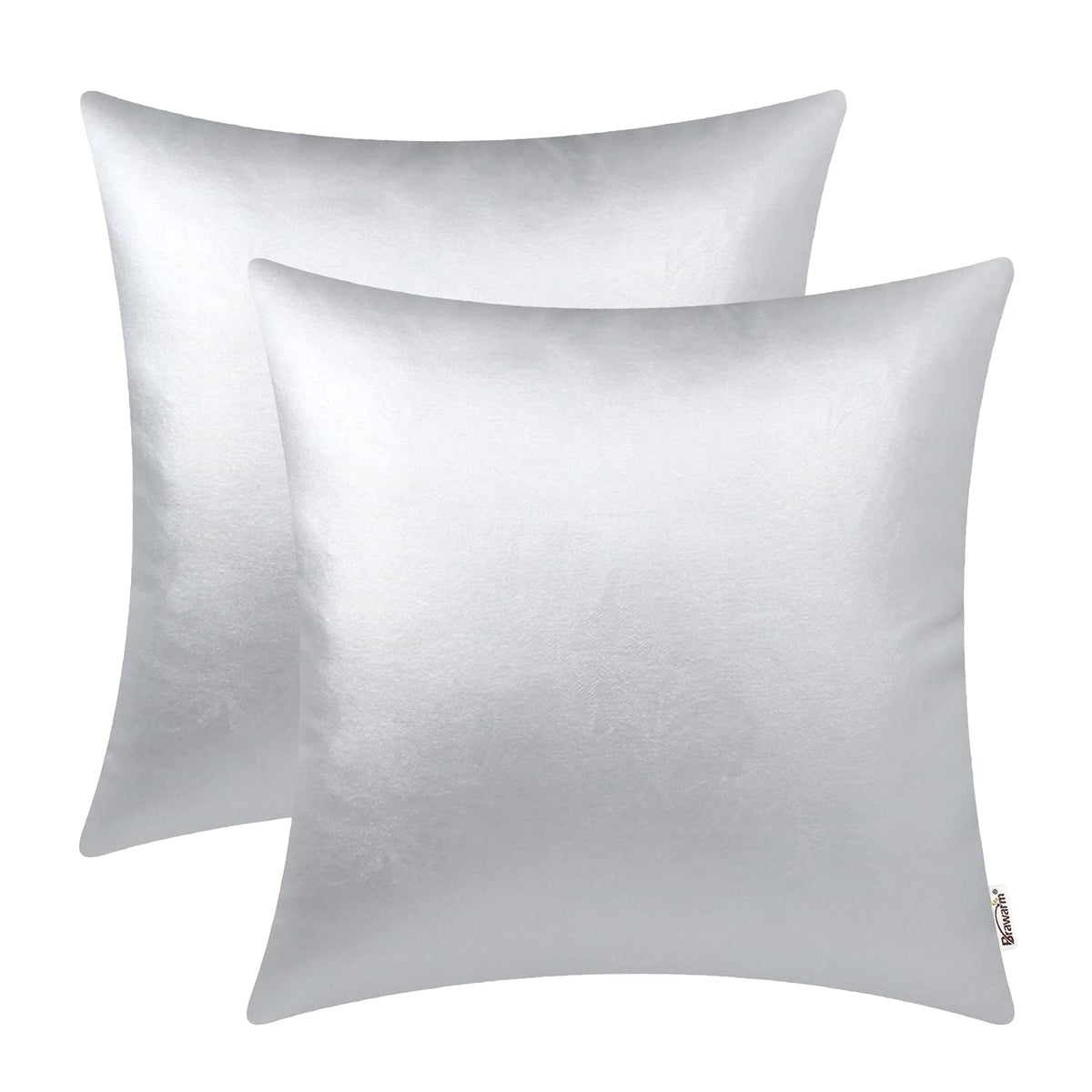 Brawarm Faux Leather Throw Pillow Covers 22 X 22 Inches - Silver Leather Pilow Covers Pack Of 2, Solid Dyed Leather Pillowcases