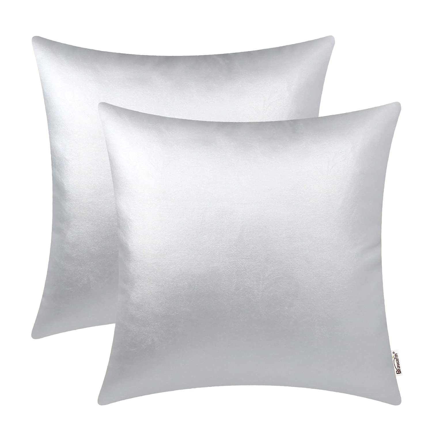 Brawarm Faux Leather Throw Pillow Covers 22 X 22 Inches - Silver Leather Pilow Covers Pack Of 2, Solid Dyed Leather Pillowcases