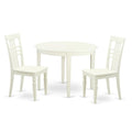 East West Furniture BOLG3-LWH-W 3 Piece Dining Set Contains a Round Kitchen Table and 2 Dining Chairs, 42x42 Inch, Linen White