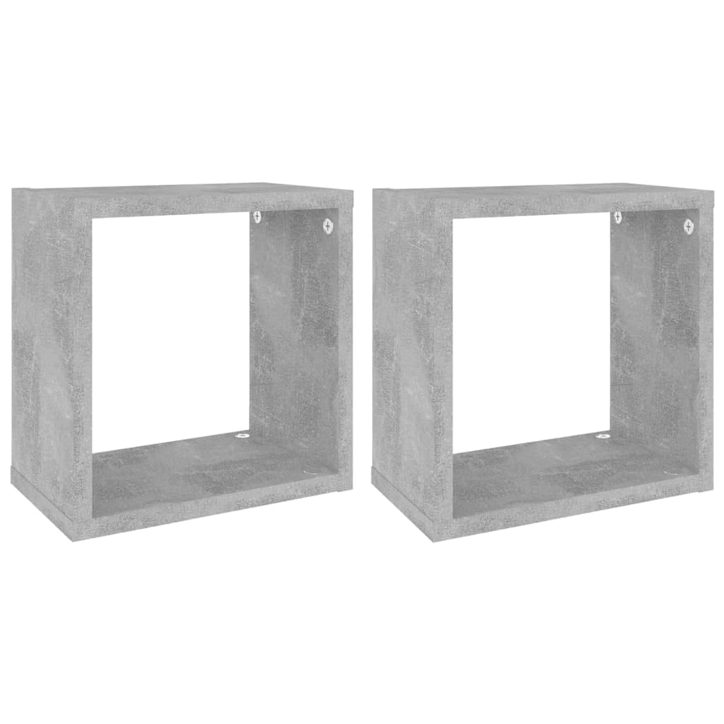 Vidaxl Wall Cube Shelves 2 Pcs Concrete Grey 26X15X26 Cm