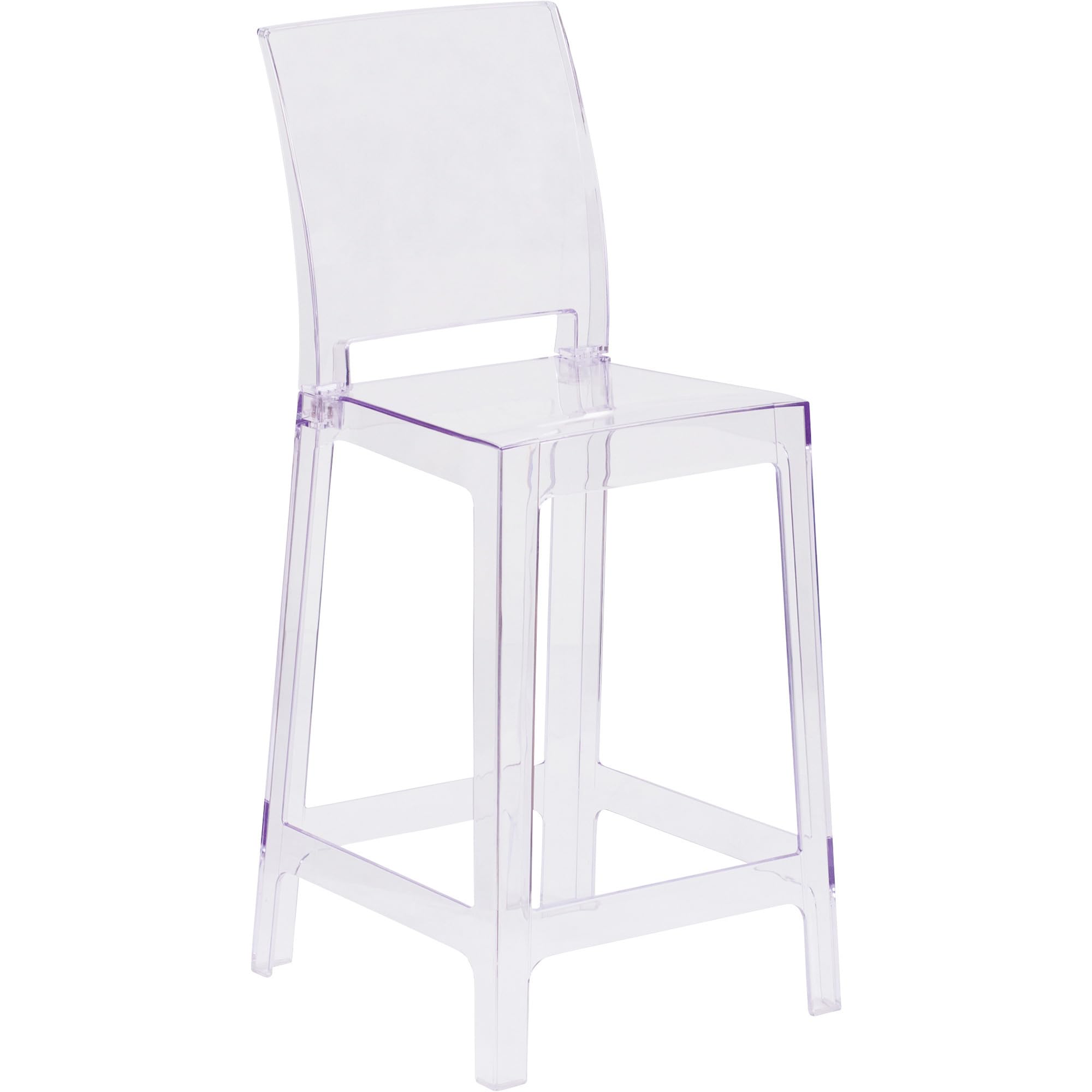 4 Pk. Ghost Counter Stool in Transparent Crystal with Square Back