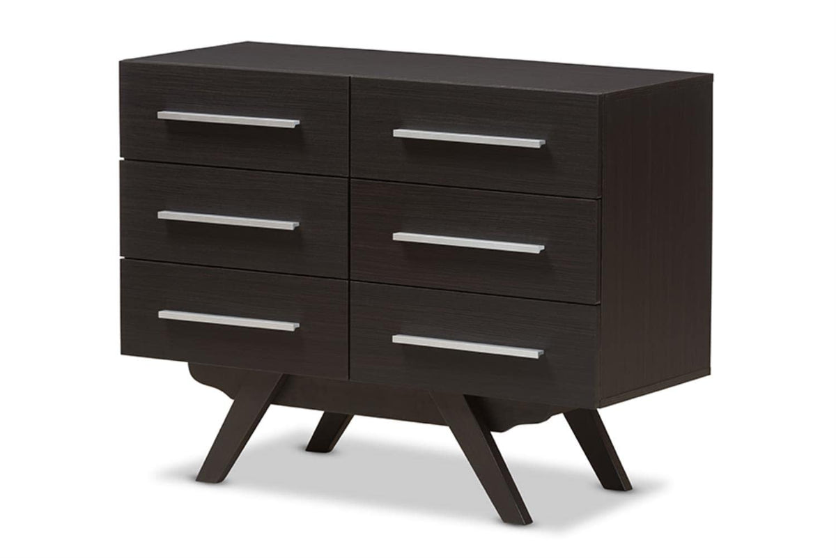 Baxton Studio Auburn 6 Drawer Double Dresser in Dark Brown