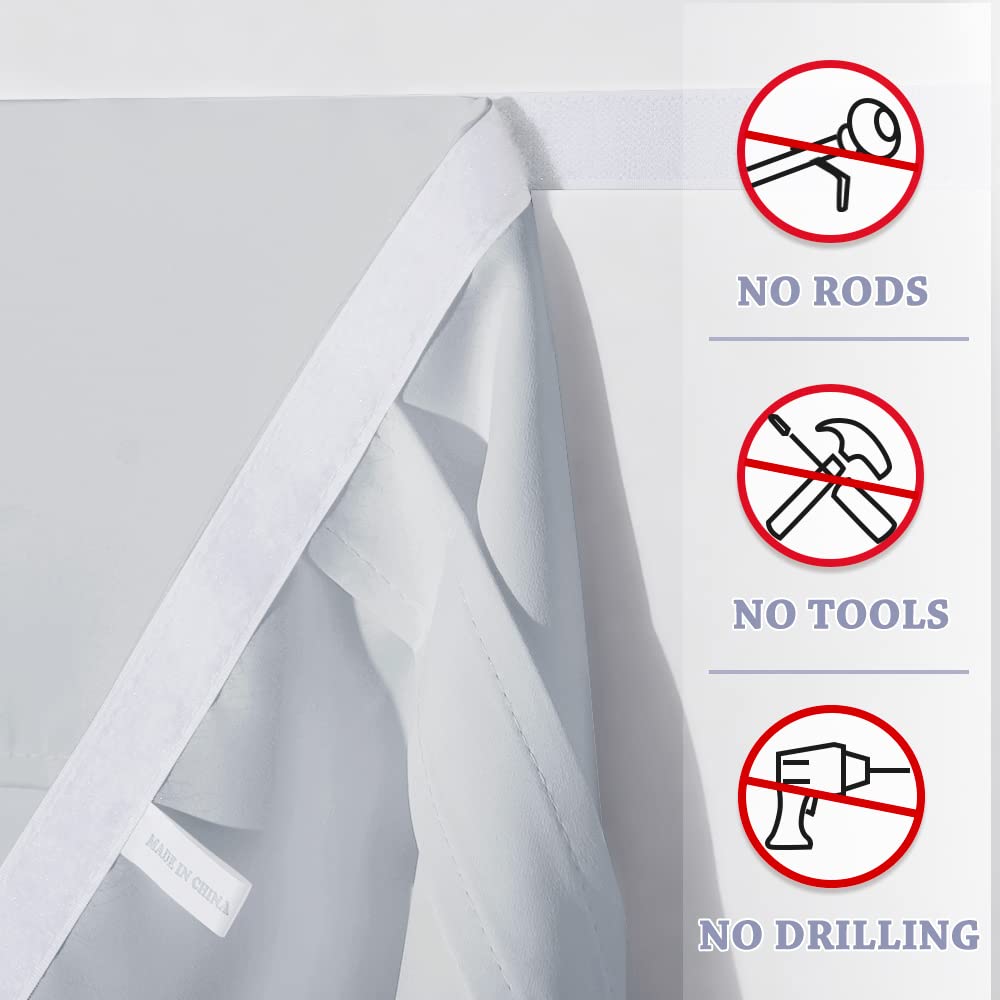 Ryb Home Blackout Door Curtains 2 Panels Set, Privacy Insulating Glass Window Door Blind Shdes For French Door Nana Door Sidelight Door Office, W 26 X L 72, Greyish White