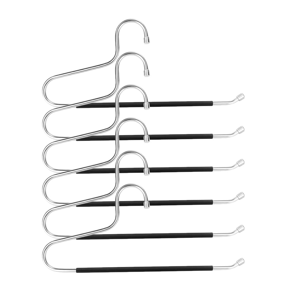 Luxshiny Pants Hangers for Closet 6 Ended Wardrobe Storage Rack Pants Organizer for Jeans Trousers Scarves Space Saving Closet 