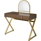 Acme Coleen Vanity Desk in Walnut & Gold Finish