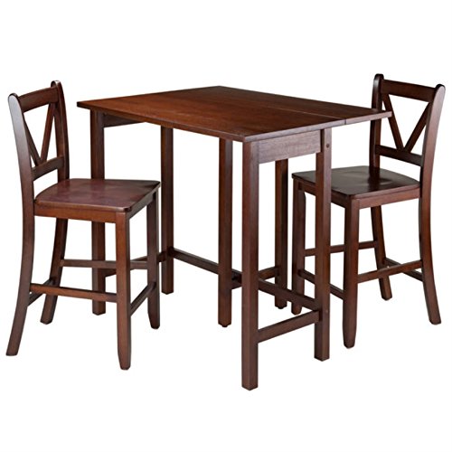 Ergode Space-Saving 3-Pc Lynnwood Drop Leaf Table with 2 V-Back Stools