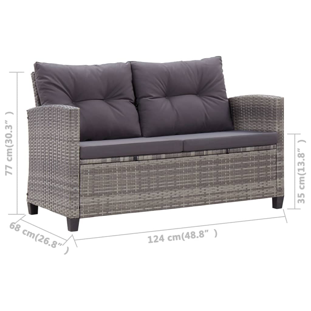 vidaXL 6 Piece Garden Sofa Set with Cushions Poly Rattan Dark Gray