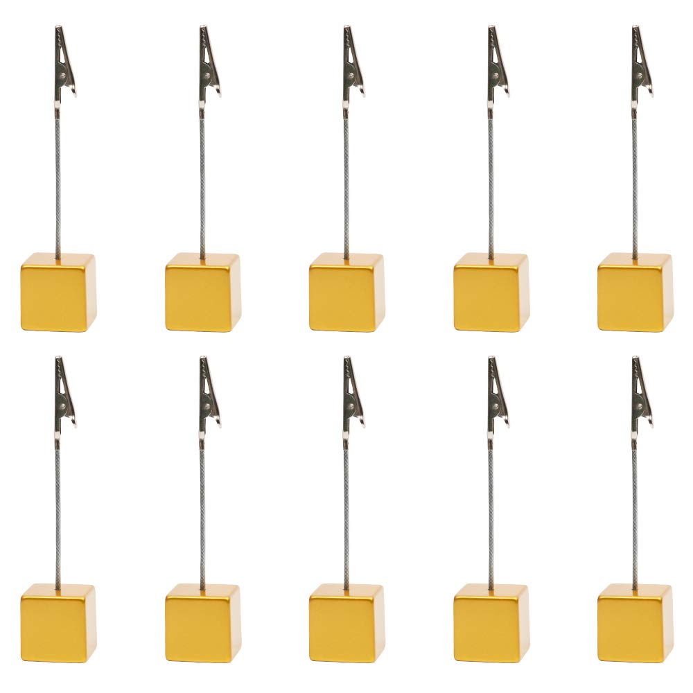 10Pcs Table Number Holder Name Place Card Holder Memo Clip Holder Stand Note Holder Pictures Card Paper Menu Clip (Gold)
