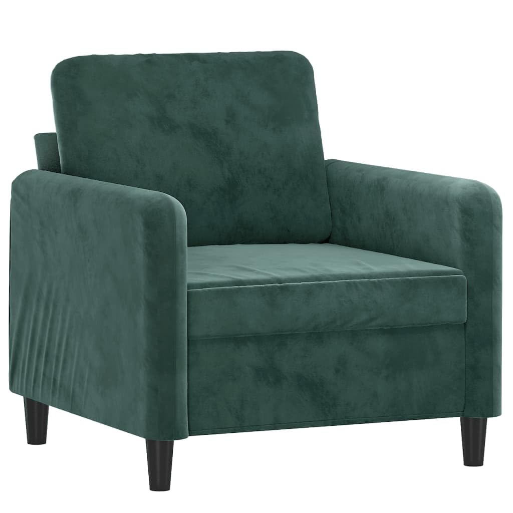 vidaXL 3-Piece Dark Green Velvet Sofa Set - Sturdy Metal/Plywood Frame, Comfortable Foam Filled Seating for Living Room