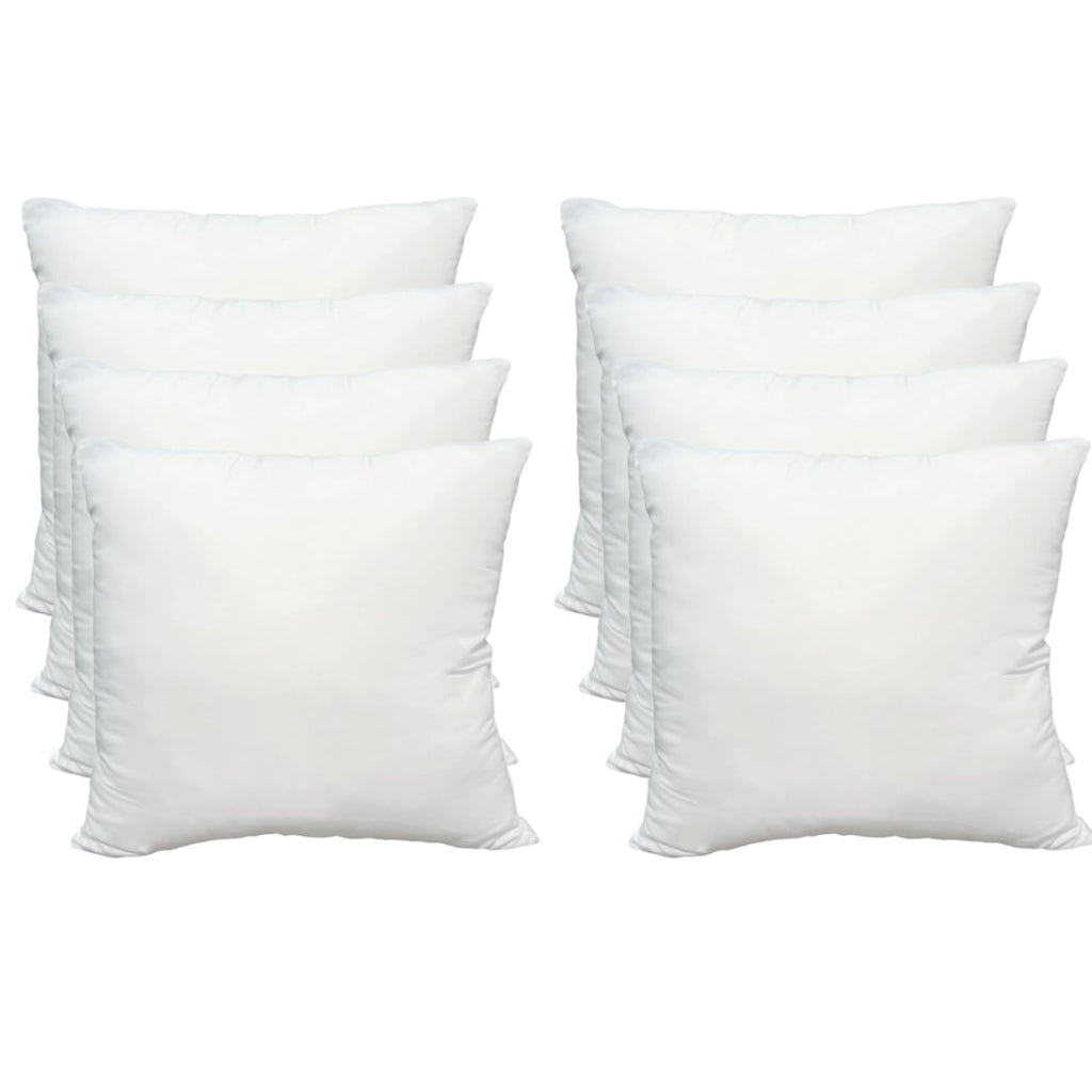 Obruosci Luxury Throw Pillow Inserts, Pack of 8, 18 x 18 inches Hypoallergenic Ultra Soft White Polyester Microfiber Durable Cou