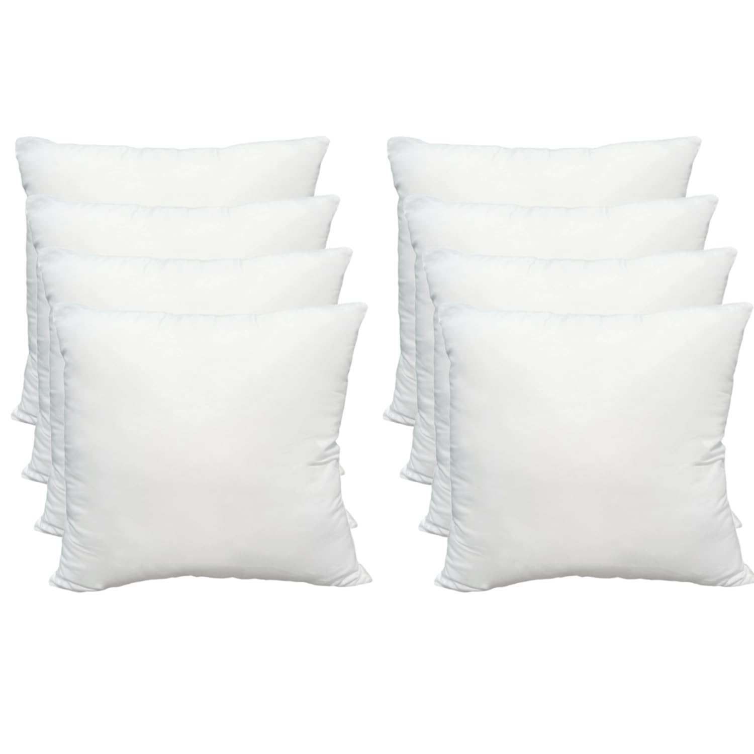Obruosci Luxury Throw Pillow Inserts, Pack of 8, 18 x 18 inches Hypoallergenic Ultra Soft White Polyester Microfiber Durable Cou