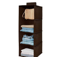 Wudyhome Bags NonWoven Hanging Wardrobe Organiser, 4 Shelf Clothes Storage Rack, Brown, Pack Of 1