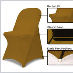 Babenest Spandex Folding Chair Covers - 30Pcs Upgraded Universal Stretch Washable Fitted Chair Slipcovers Protector For Wedding, Holidays, Banquet, Party, Celebration (Gold)