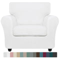 Znsayotx Luxury Velvet Chair Slipcovers With Arms 2 Piece Stretch Chair Covers For Living Room Thick Soft Armchair Slipcover Anti Slip Dog Pet Friendly Furniture Protector (White),32'-46'(1 Cushion)