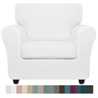 Znsayotx Luxury Velvet Chair Slipcovers With Arms 2 Piece Stretch Chair Covers For Living Room Thick Soft Armchair Slipcover Anti Slip Dog Pet Friendly Furniture Protector (White),32'-46'(1 Cushion)