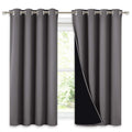 Nicetown 100% Blackout Curtains With Black Liners, Thermal Insulated Full Blackout 2-Layer Lined Drapes, Noise Cancellation Wind