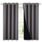 Nicetown 100% Blackout Curtains With Black Liners, Thermal Insulated Full Blackout 2-Layer Lined Drapes, Noise Cancellation Wind