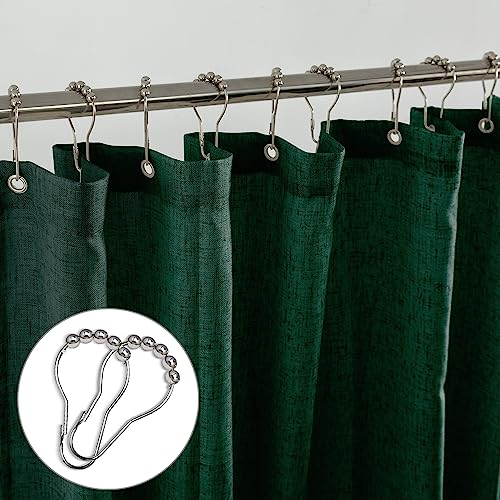 Koufall Stall Shower Curtain 36 X 72 Inch,Fabric Linen Half Size Small Shower Curtain For Rv Camper,Forest Green