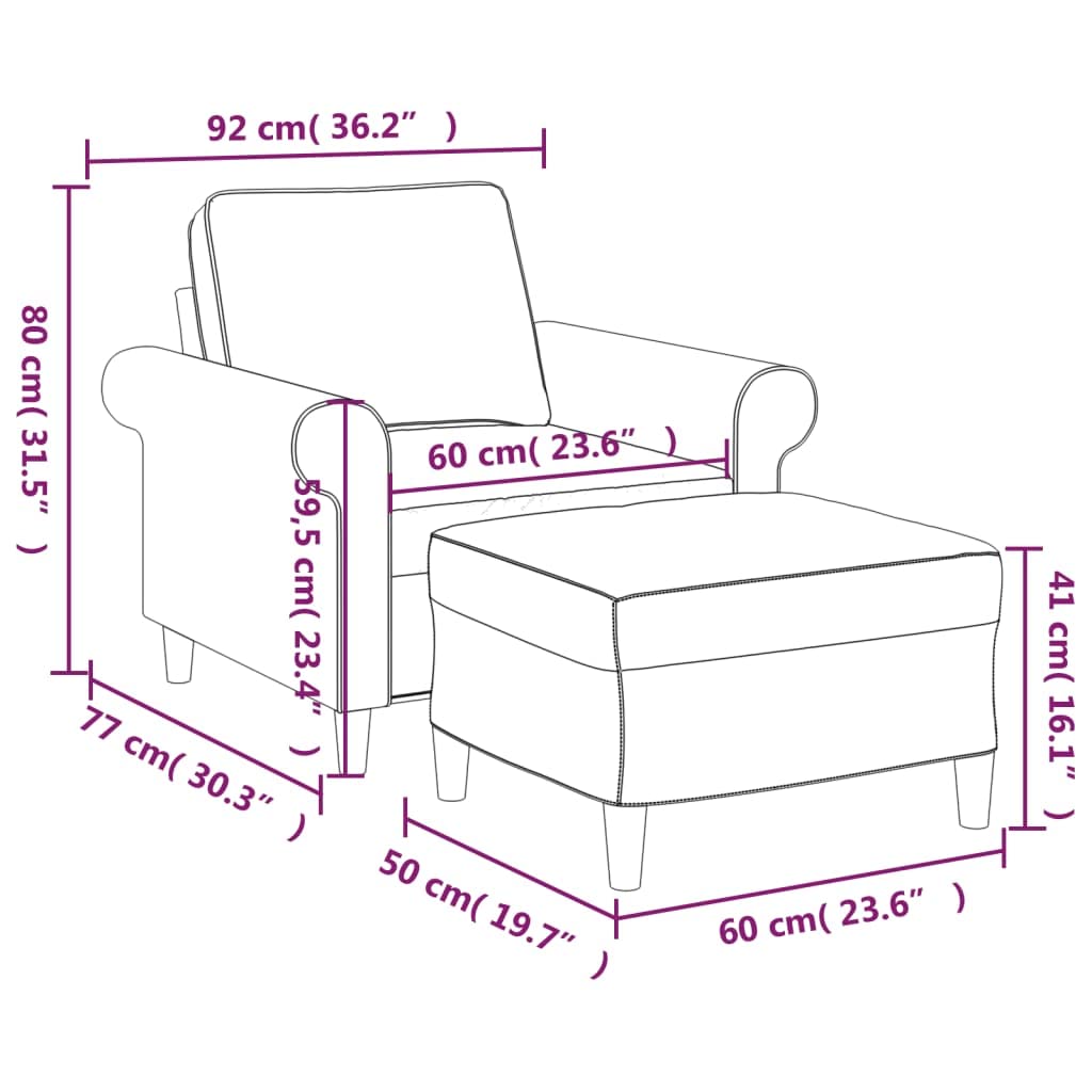 vidaXL Modern Sofa Chair with Footstool in Dark Gray - Comfortable Fabric Lounge Seating for Living Room and Office Space