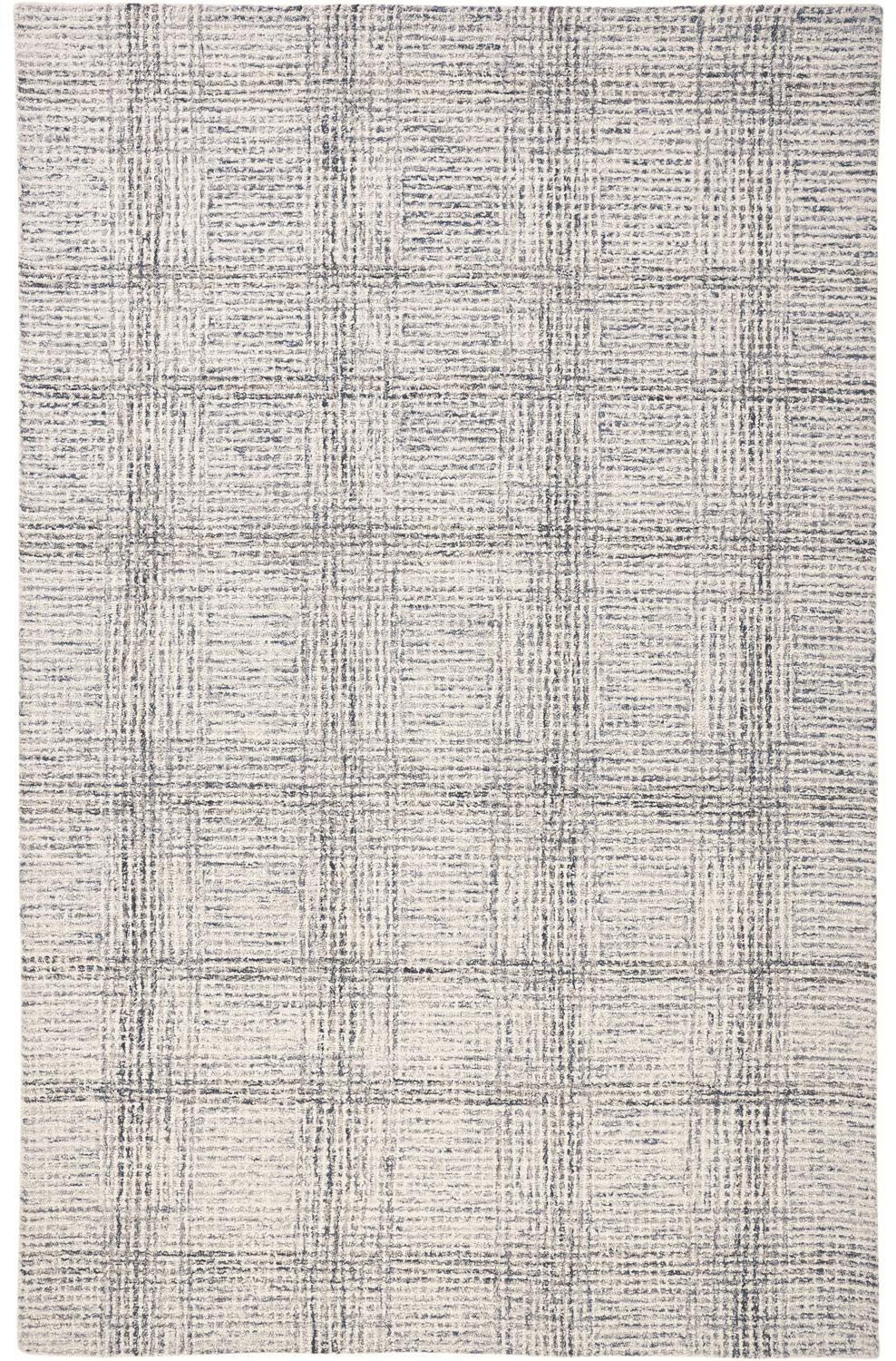 HomeRoots 512182 9 x 12 ft. Ivory & Gray Wool Plaid Hand Tufted Handmade Stain Resistant Rectangle Area Rug