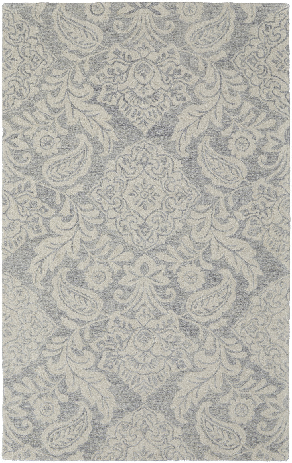 HomeRoots 512193 8 x 10 ft. Blue & Ivory Wool Paisley Hand Tufted Handmade Stain Resistant Rectangle Area Rug