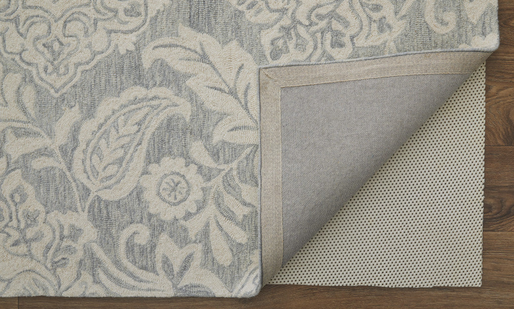 HomeRoots 512193 8 x 10 ft. Blue & Ivory Wool Paisley Hand Tufted Handmade Stain Resistant Rectangle Area Rug