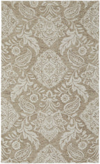 HomeRoots 512197 8 x 10 ft. Tan & Ivory Wool Paisley Hand Tufted Handmade Stain Resistant Rectangle Area Rug