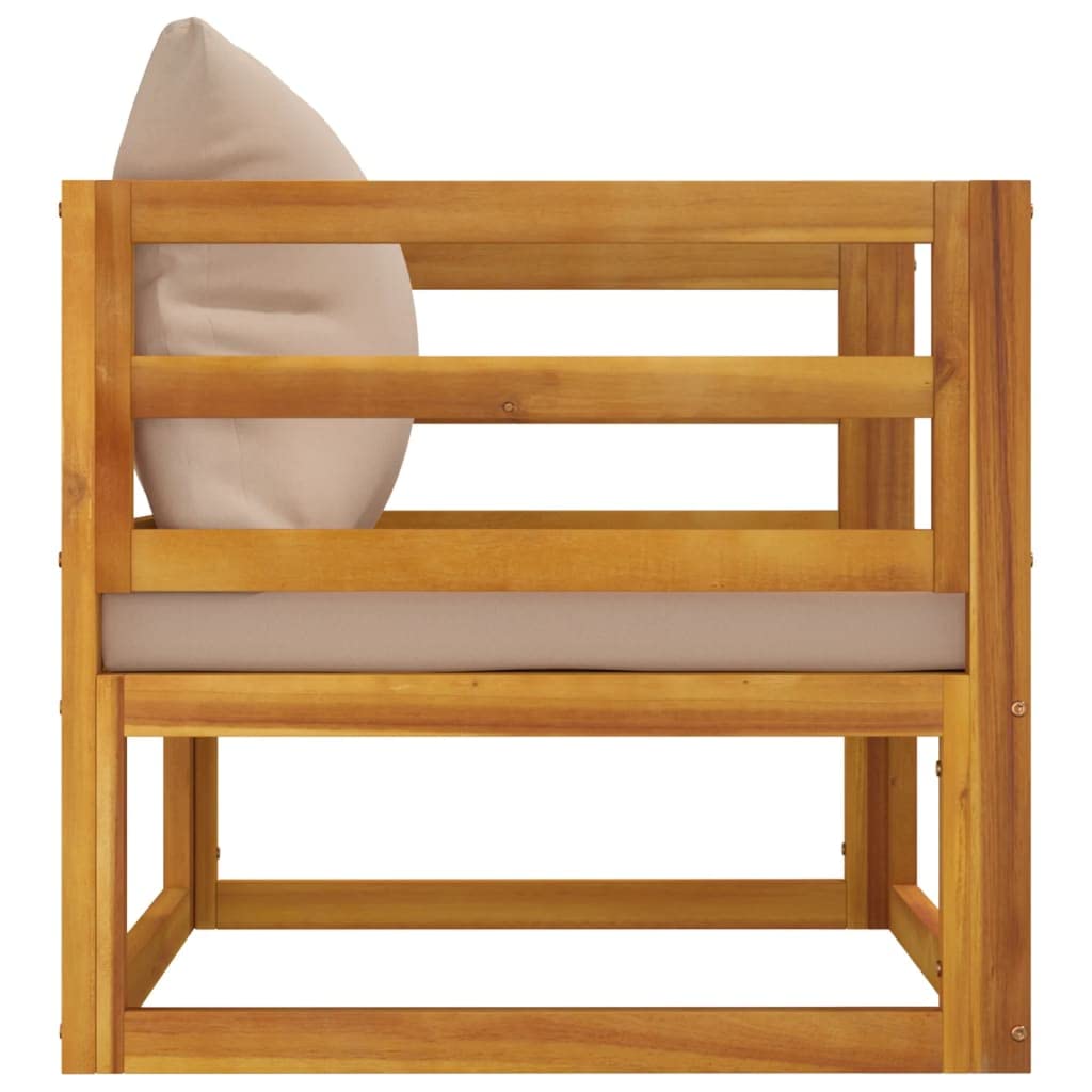 vidaXL Garden Chair - Taupe Cushions, Solid Acacia Wood Construction, Modular Design for Customizable Seating, Ideal for Patio & Garden - Easy Assembly & Maintenance