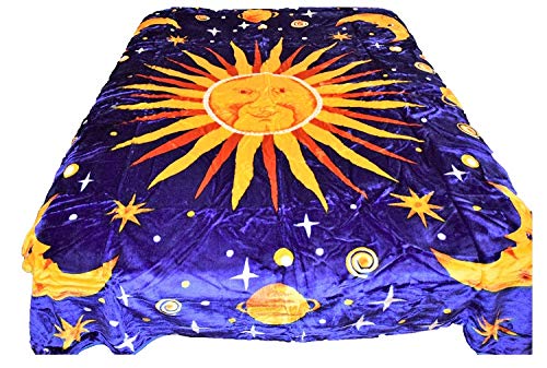 Queen Size Mink Quality Celestial Blanket 'Sun, Moon & Stars'
