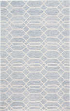HomeRoots 512201 8 x 10 ft. Blue & Ivory Wool Geometric Hand Tufted Handmade Stain Resistant Rectangle Area Rug