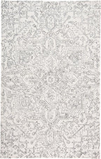 HomeRoots 512214 9 x 12 ft. Ivory & Gray Wool Floral Hand Tufted Handmade Stain Resistant Rectangle Area Rug