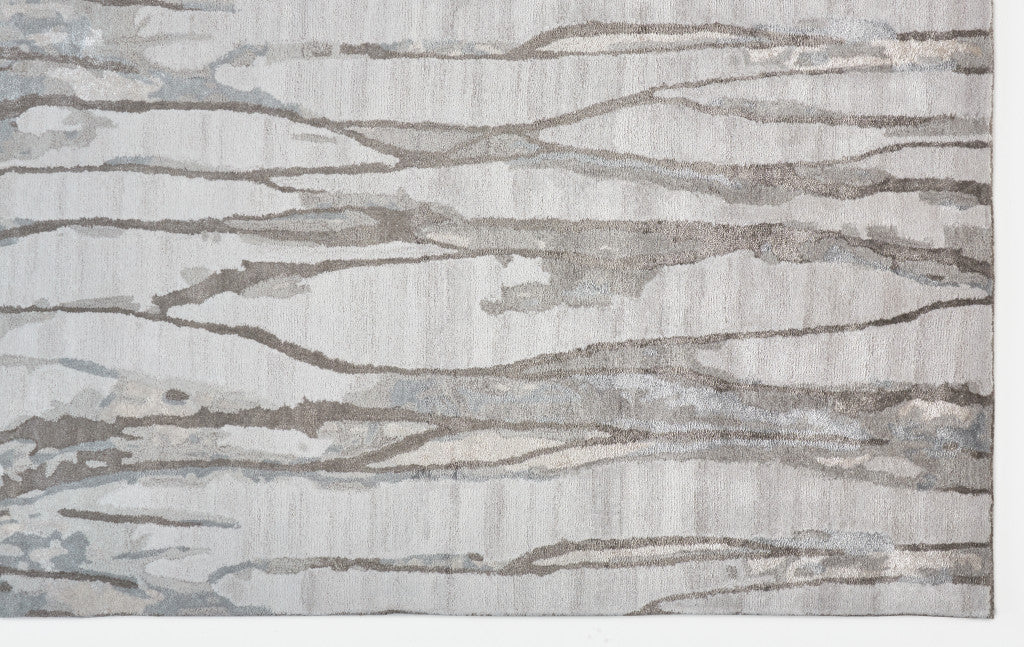 HomeRoots 512251 8 x 10 ft. Taupe Ivory & Gray Abstract Hand Tufted Handmade Rectangle Area Rug