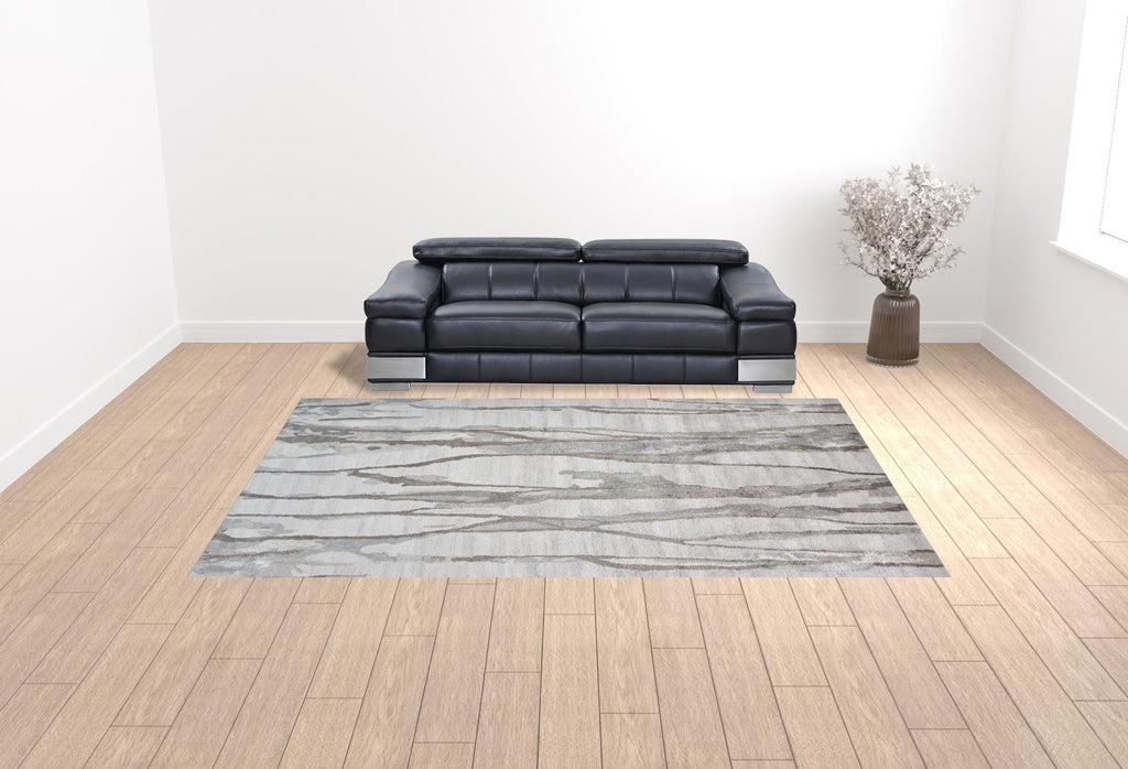 HomeRoots 512252 10 x 13 ft. Taupe Ivory & Gray Abstract Hand Tufted Handmade Rectangle Area Rug