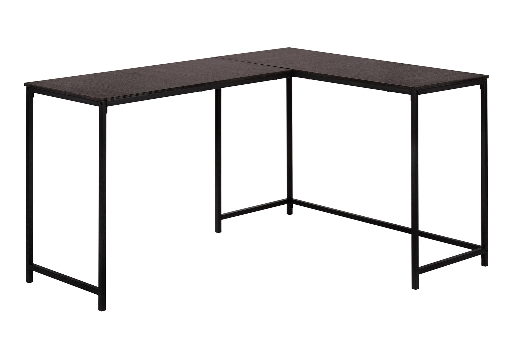 Monarch Specialties I 7390 Computer Desk, Home Office, Corner, 58&quot; L, L Shape, Work, Laptop, Metal, Laminate, Brown, Black, Contemporary, Modern