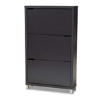 Baxton Studio Simms Modern and contemporary Dark Grey Finished Wood Shoe Storage Cabinet with 6 Fold-Out Racks