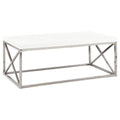 Monarch Specialties Modern Coffee Table for Living Room Center Table with Metal Frame, 44 Inch L, Glossy White / Chrome