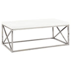 Monarch Specialties Modern Coffee Table for Living Room Center Table with Metal Frame, 44 Inch L, Glossy White / Chrome