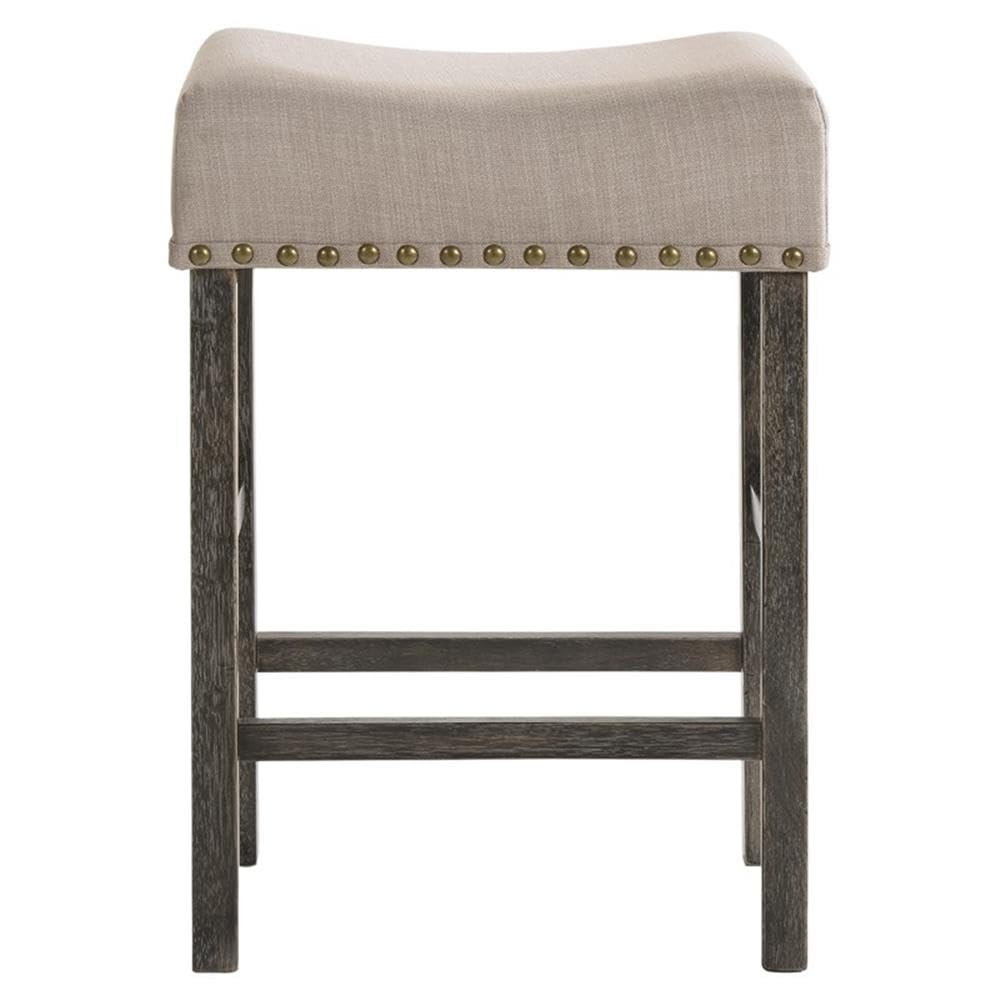 Acme Martha II Counter Height Stool in Tan Linen and Weathered Gray (Set of 2)