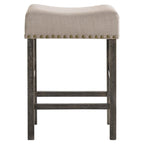 Acme Martha II Counter Height Stool in Tan Linen and Weathered Gray (Set of 2)