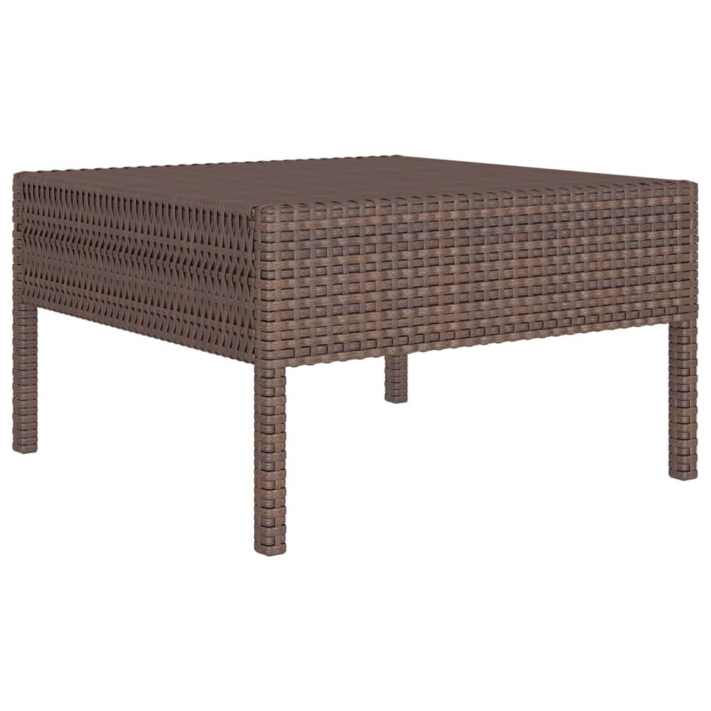 vidaXL 11 Piece Patio Lounge Set- Outdoor Furniture with Weather-Resistant PE Rattan Material and Powder-Coated Steel Frame – Brown Lounge Set with Cream White Cushions