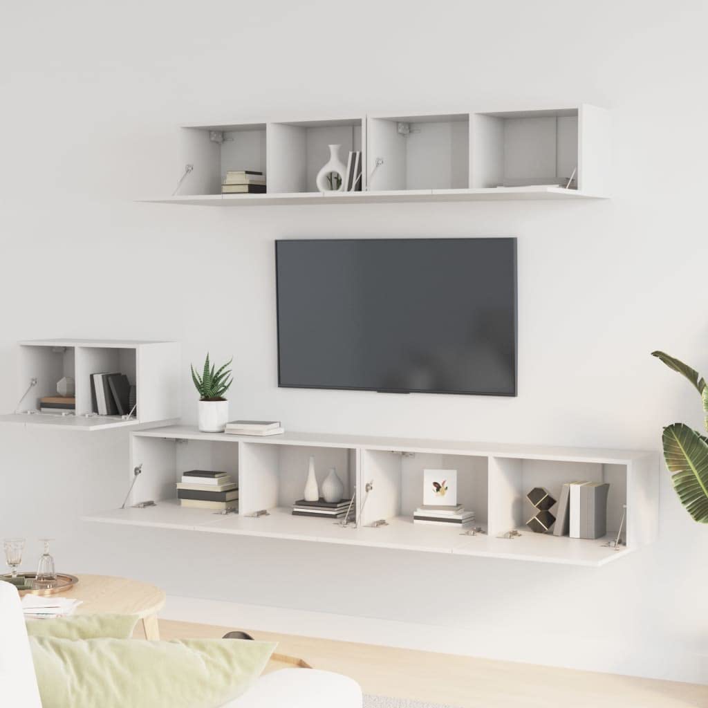 vidaXL 5 Piece TV Cabinet Set White Engineered Wood