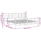 vidaXL King Metal Bed Frame with Headboard/Footboard - Black, 76"x79.9" Steel Slatted Base for Bedroom Stability and Under-Bed Storage